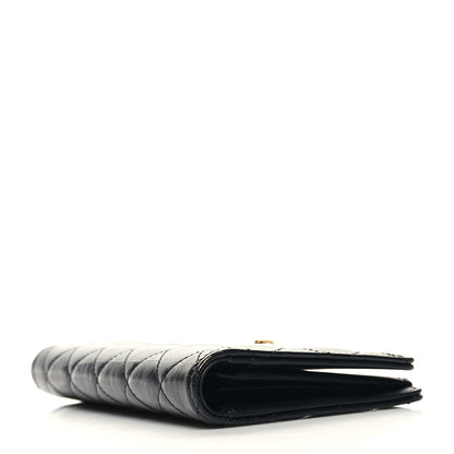 Chanel Patent Crumpled Calfskin Quilted Reissue 2.55 Yen Wallet Black 4 of 10
