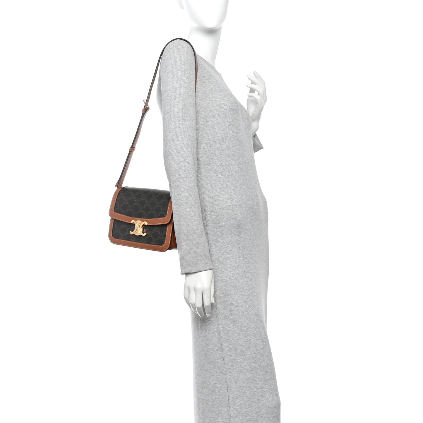 Triomphe Canvas Calfskin Medium Triomphe Bag Tan
