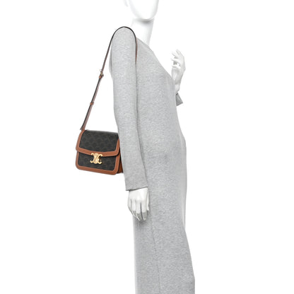 Celine Triomphe Canvas Calfskin Medium Triomphe Bag Tan 2 of 11