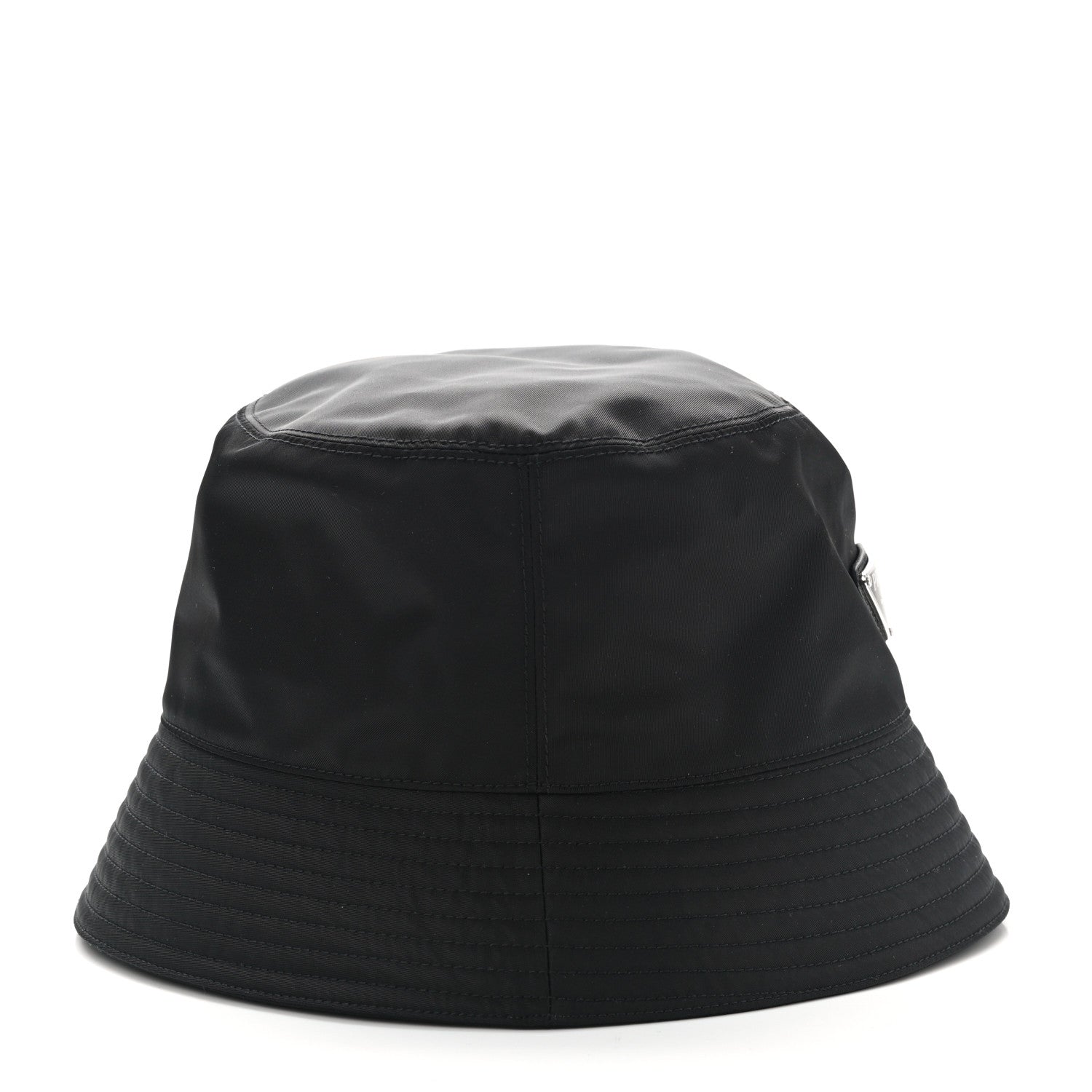 Prada Re-Nylon Metal Triangle Logo Womens Bucket Hat L Black 6 of 8