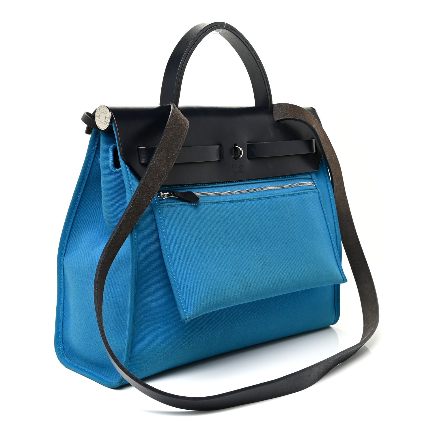 Hermes Vache Hunter Toile Herbag Zip 31 PM Bleu Zanzibar Bleu Indigo 4 of 25