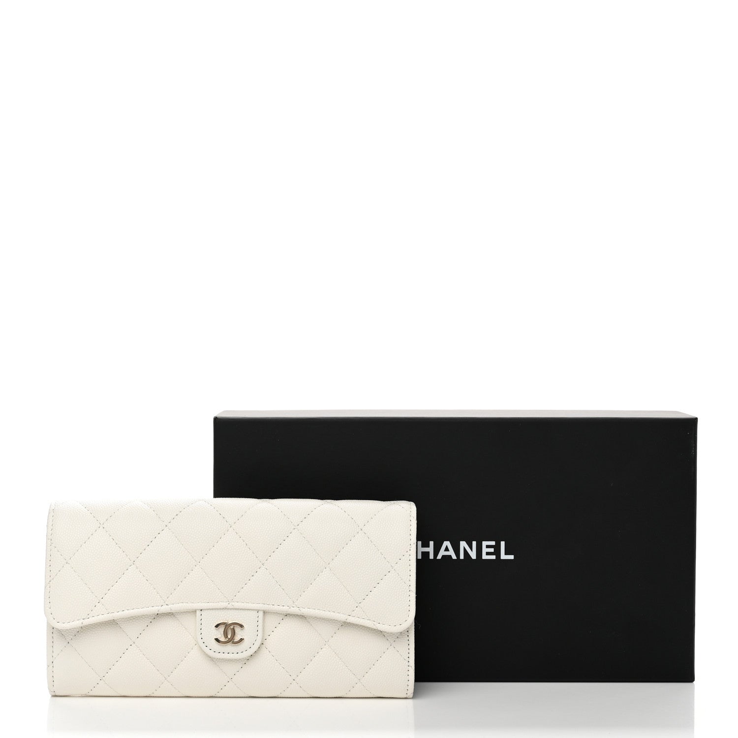 Chanel Caviar Quilted Large Flap Wallet White 9 of 9