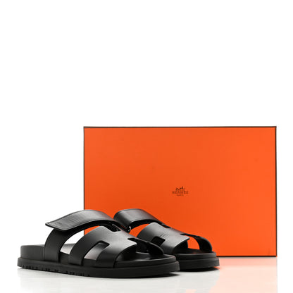 Hermes Calfskin Womens Chypre Sandals 36.5 Black 10 of 10
