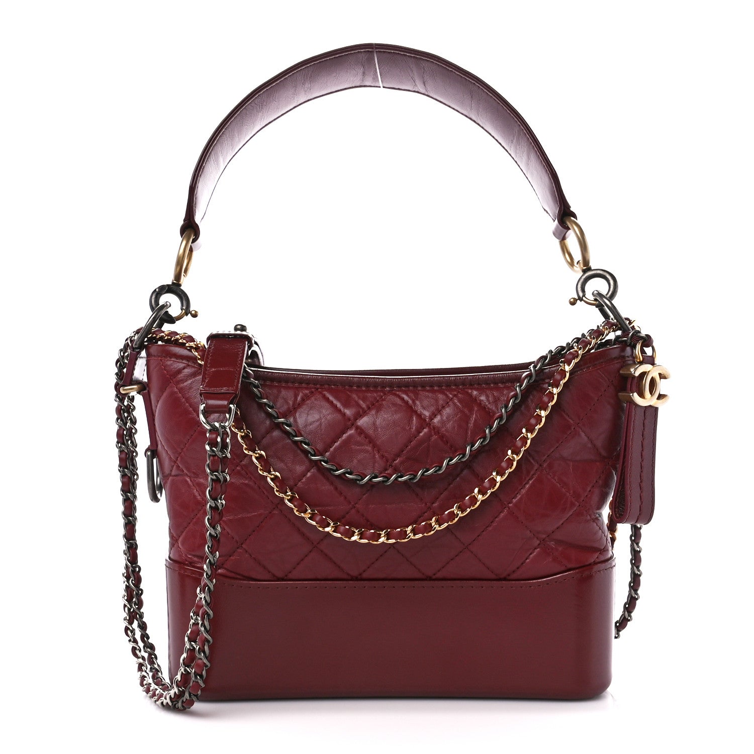 Chanel Aged Smooth Calfskin Quilted Medium Gabrielle Logo Hobo Red 1 of 12