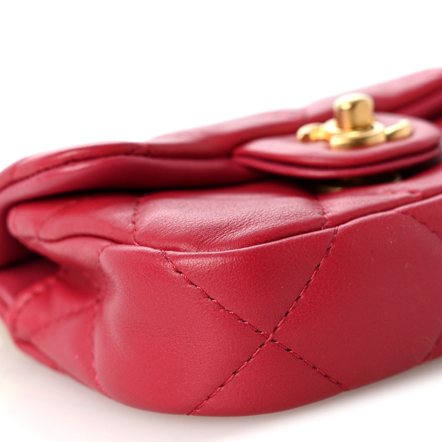 Chanel Calfskin Quilted Lady Handle Flap Card Holder With Chain Dark Pink 10 of 11