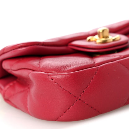 Chanel Calfskin Quilted Lady Handle Flap Card Holder With Chain Dark Pink 10 of 11