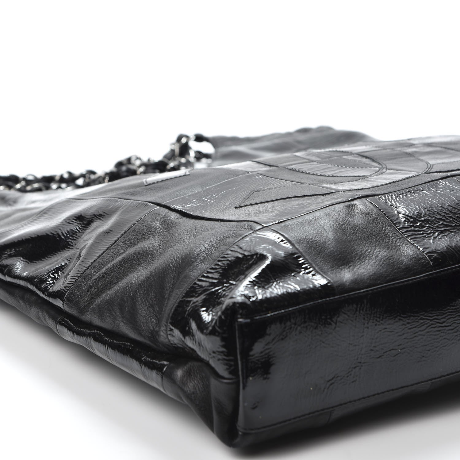 Chanel Patent Calfskin Patchwork Brooklyn Tote Black 5 of 9