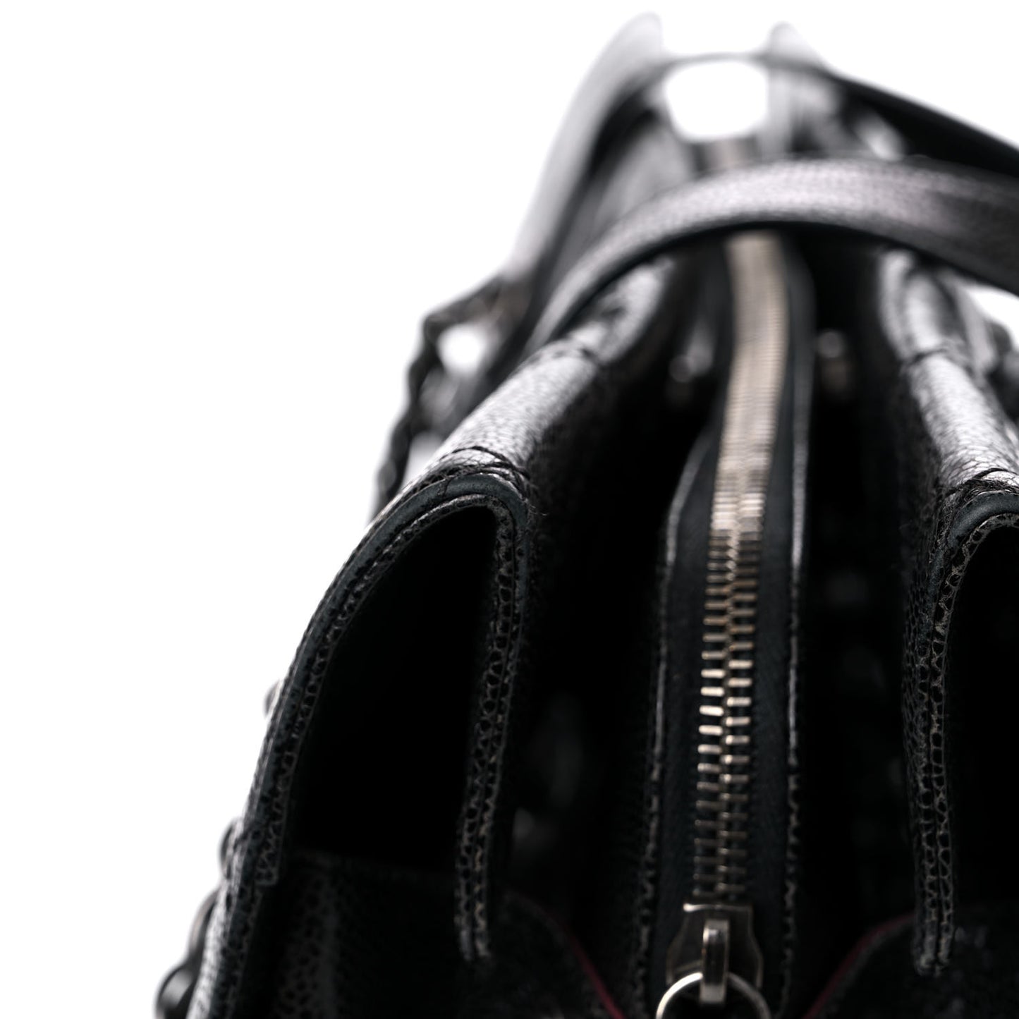Crumpled Grained Calfskin Quilted CC Crave Tote Black