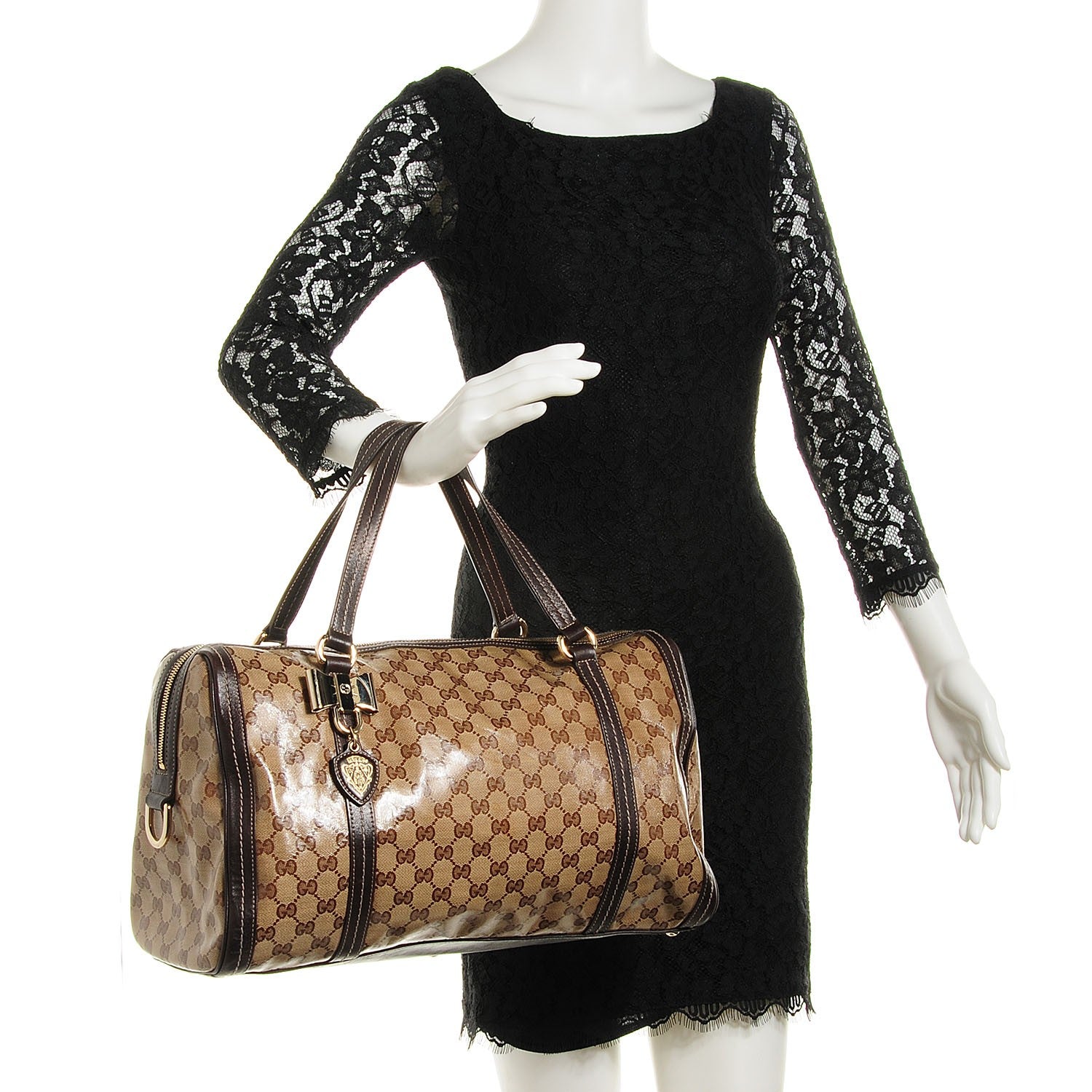 Gucci Crystal Monogram Large Duchessa Boston Dark Brown 2 of 7