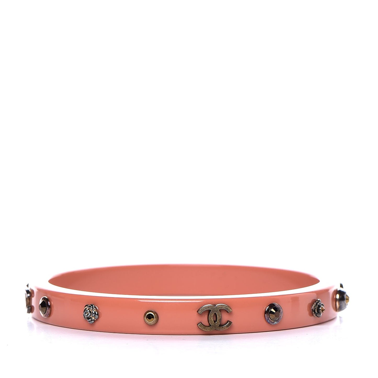 Resin Studded CC Bracelet Coral