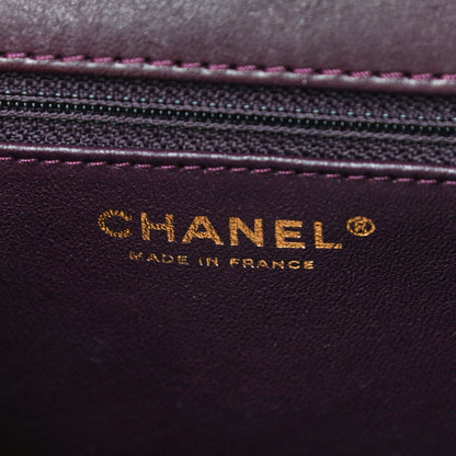 Chanel Lambskin Cross Stitch Small Coco Handle Flap Burgundy 6 of 14
