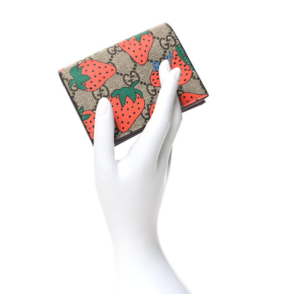 Gucci GG Supreme Monogram Strawberry Card Case 2 of 12