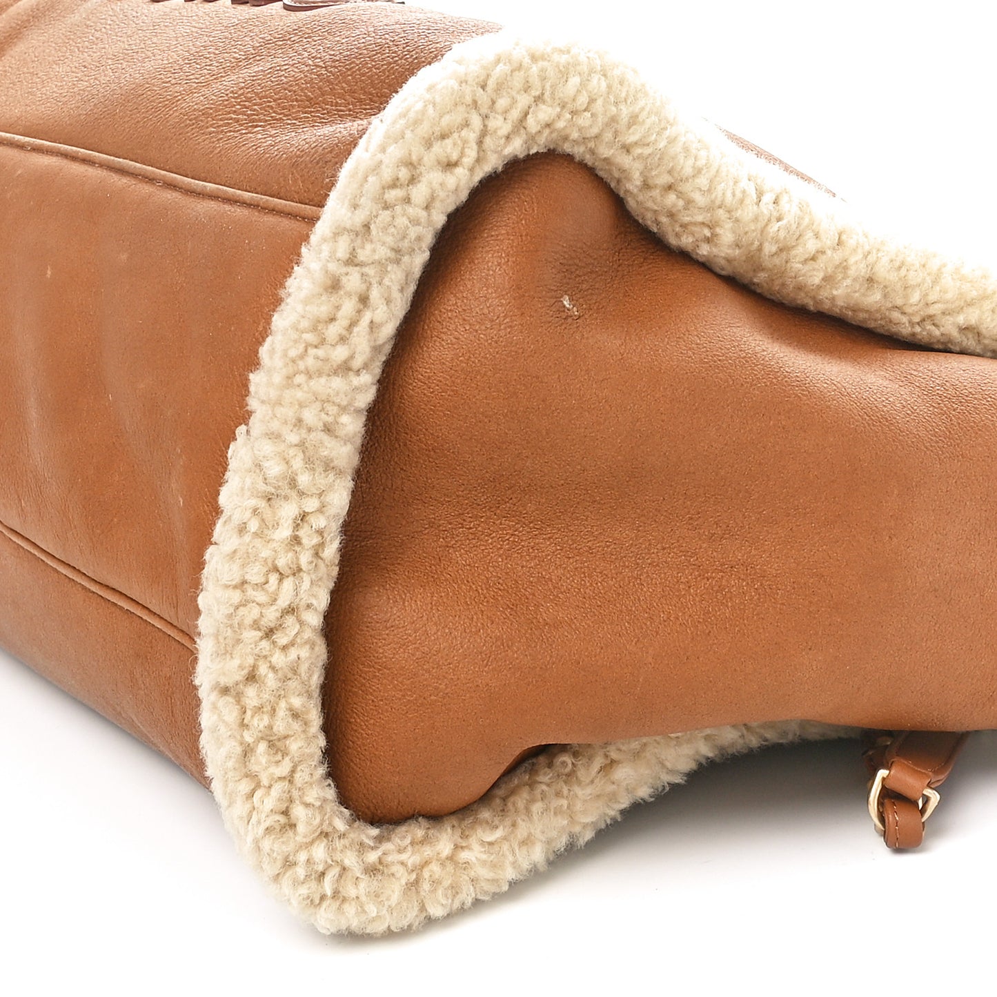 Lambskin Shearling Medium Deauville Tote Brown