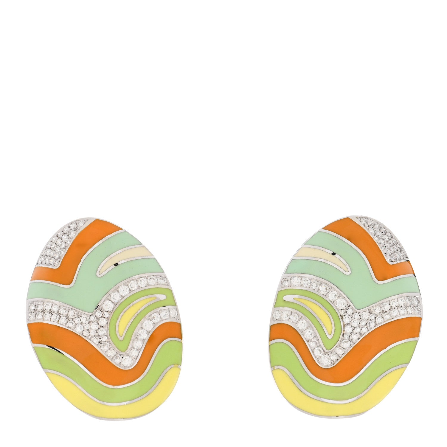 Roberto Coin 18K White Gold Diamond Enamel Earrings Multicolor 1 of 4