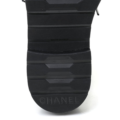 Chanel Shiny Lambskin Quilted Lace Up Combat Boots 38 Black 8 of 10