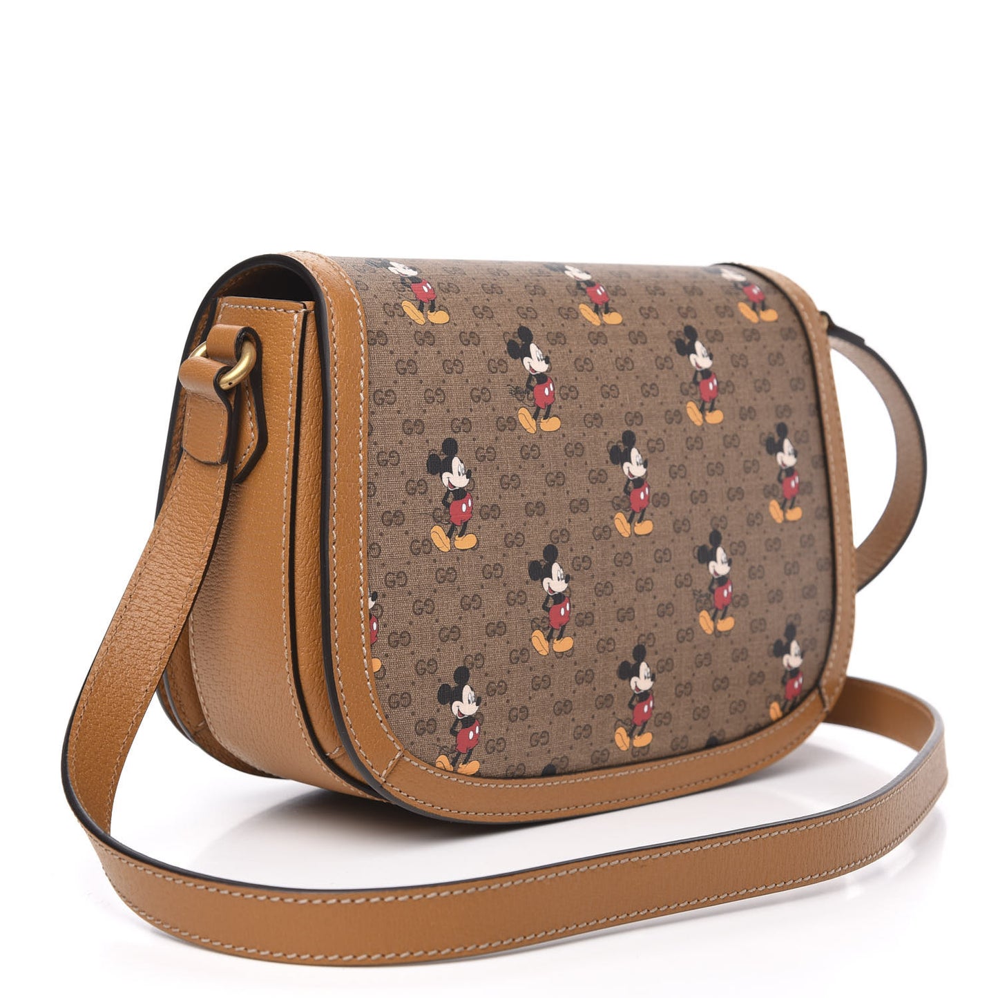 X DISNEY Mini Vintage GG Supreme Monogram Mickey Mouse Small Flap Messenger Bag Beige Vintage Sun Oil