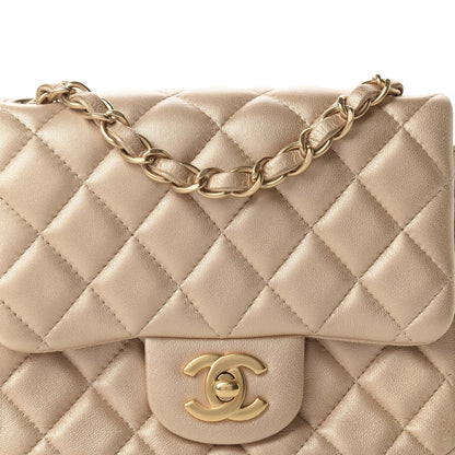 Chanel Metallic Lambskin Quilted Mini Square Flap Light Gold 10 of 11