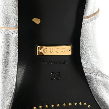 Gucci Metallic Calfskin Cordovan Lux Booties 36 Silver Black 6 of 14