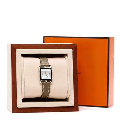 Hermes Stainless Steel Swift Diamond Mother of Pearl 23mm Cape Cod Quartz Watch Etoupe 5 of 5