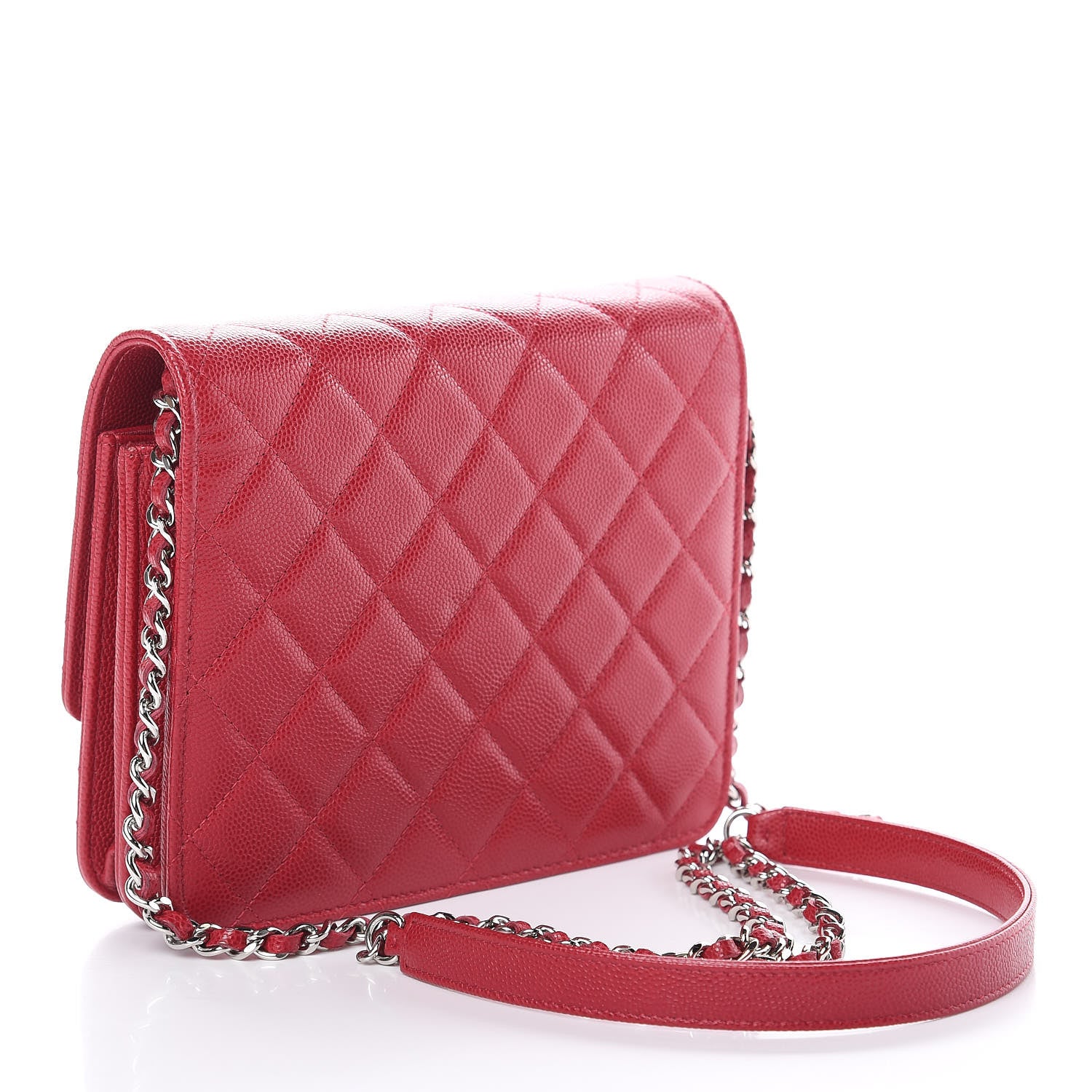 Chanel Caviar Quilted Square Wallet On Chain WOC Pink 3 of 10