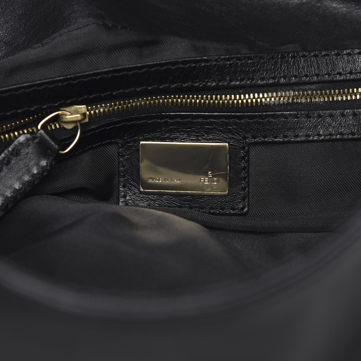 Fendi Lambskin Studded Large Chef Shoulder Bag Black 6 of 12