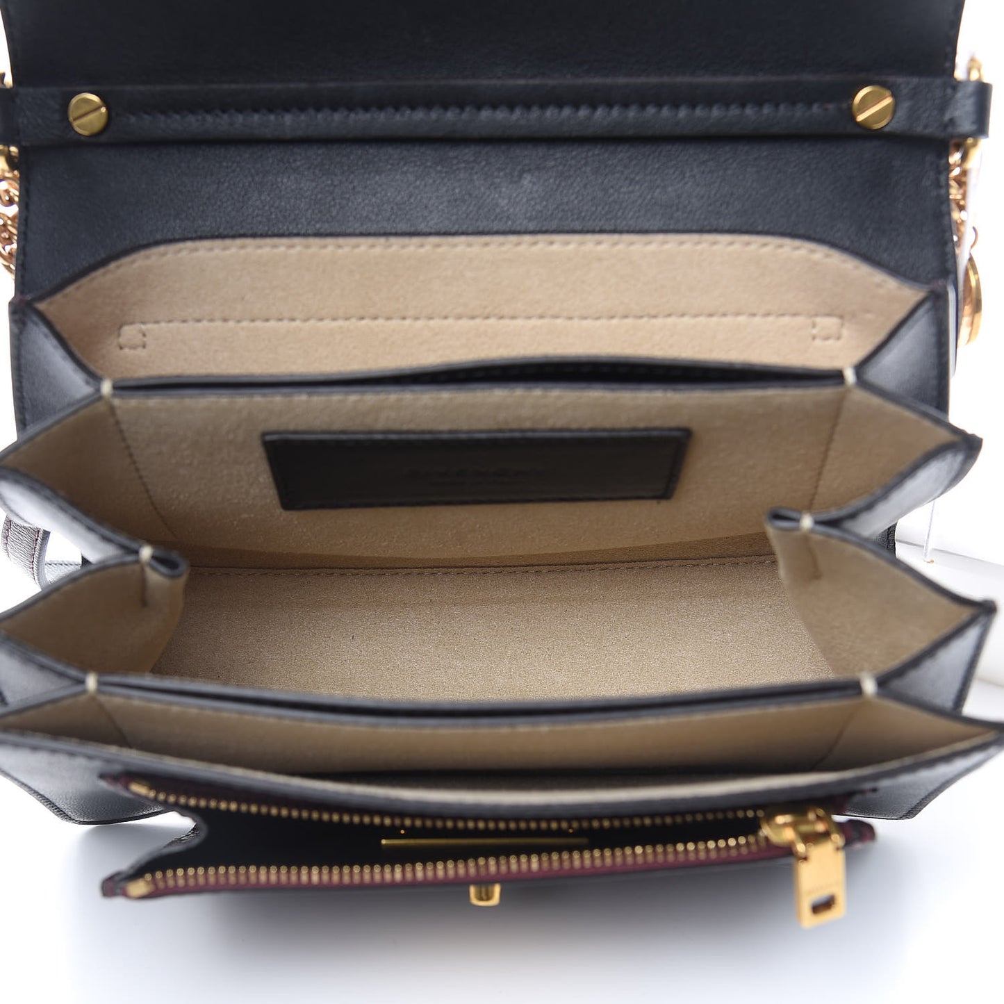 Crinkled Patent Lambskin Small GV3 Shoulder Bag Black Burgundy