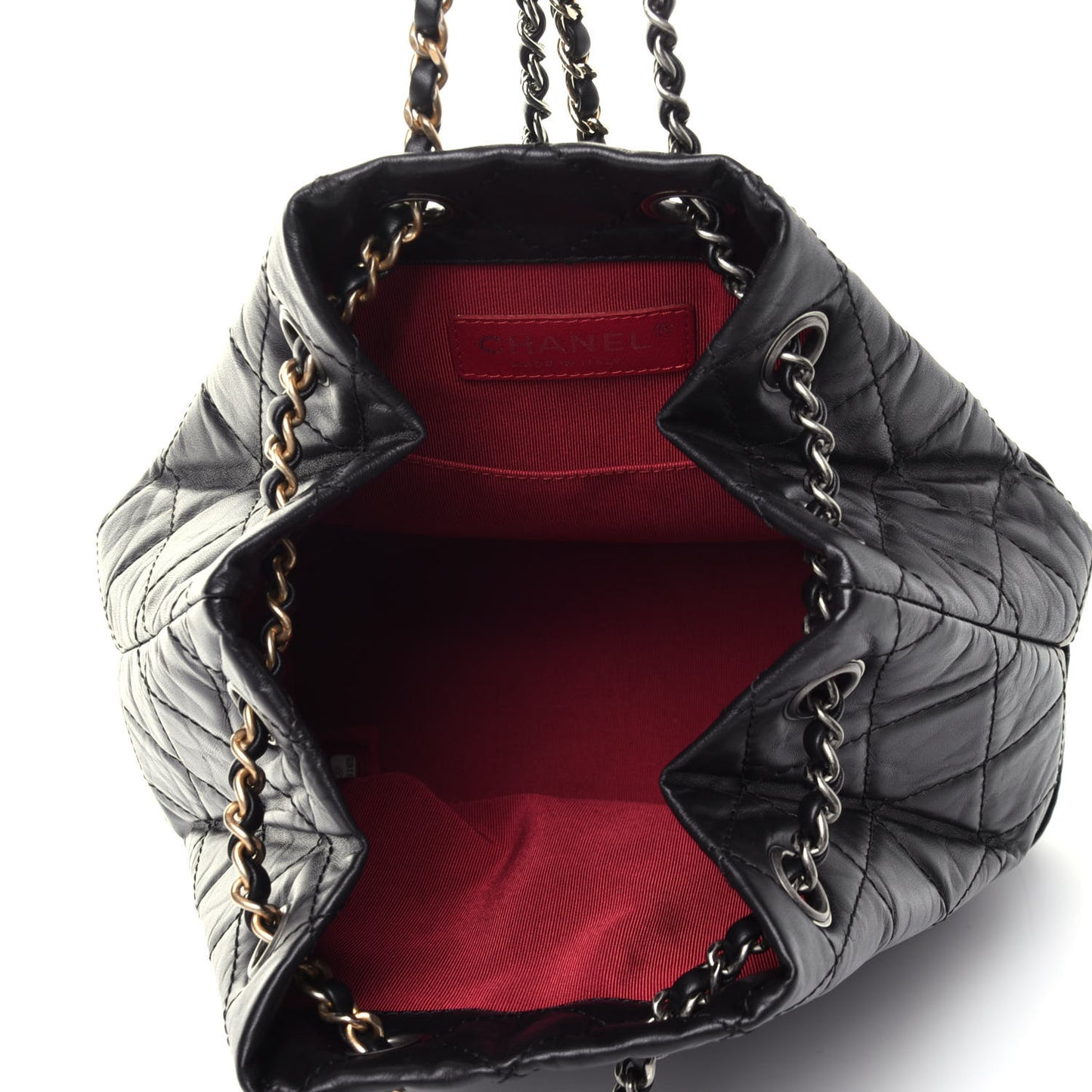 Aged Calfskin Quilted Small Gabrielle Backpack Black