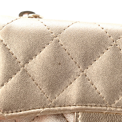 Chanel Metallic Lambskin Quilted Flap Card Holder Wallet Gold 11 of 17