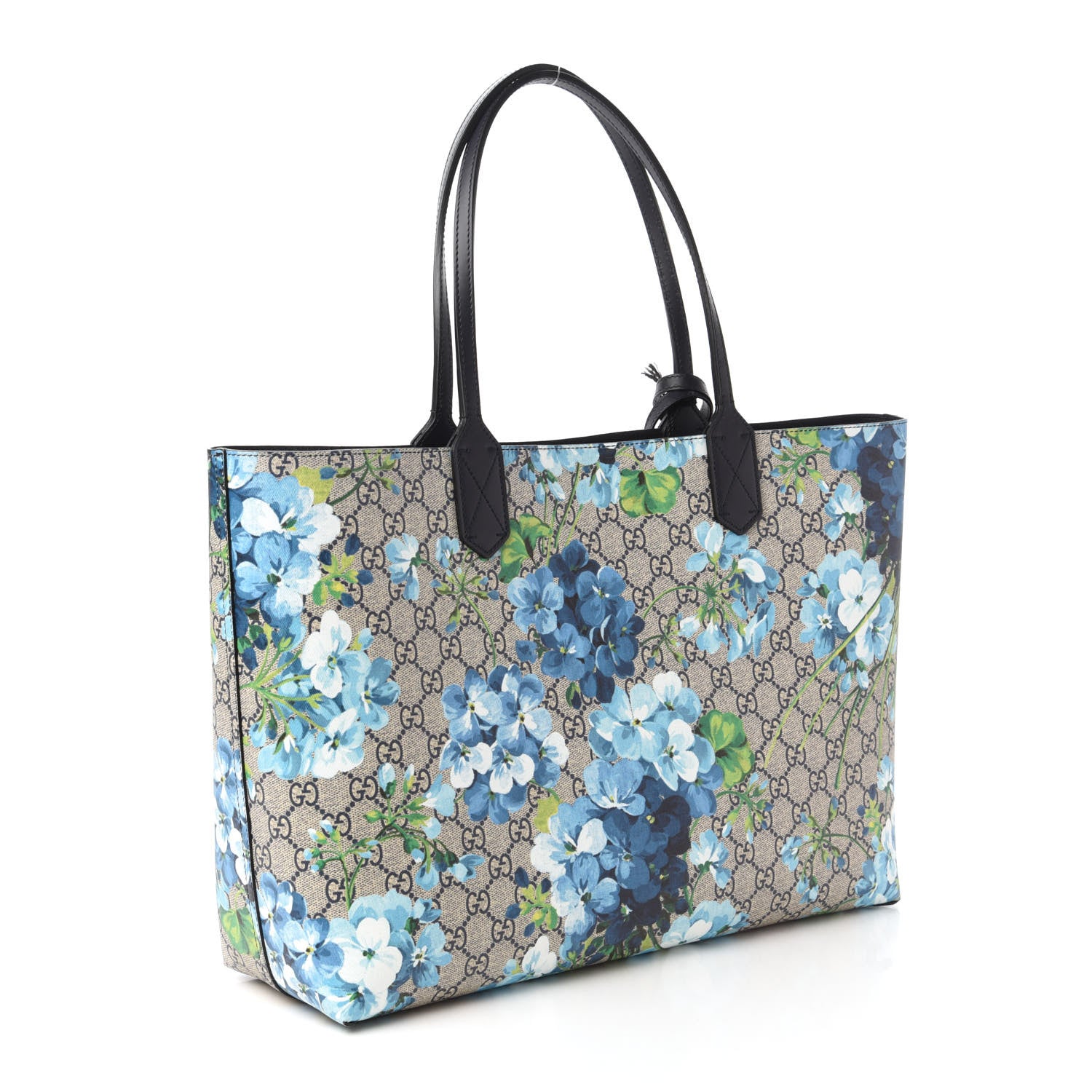 Gucci GG Supreme Monogram Blooms Medium Reversible Tote Beige Blue Navy 3 of 15