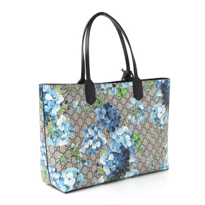 Gucci GG Supreme Monogram Blooms Medium Reversible Tote Beige Blue Navy 3 of 15