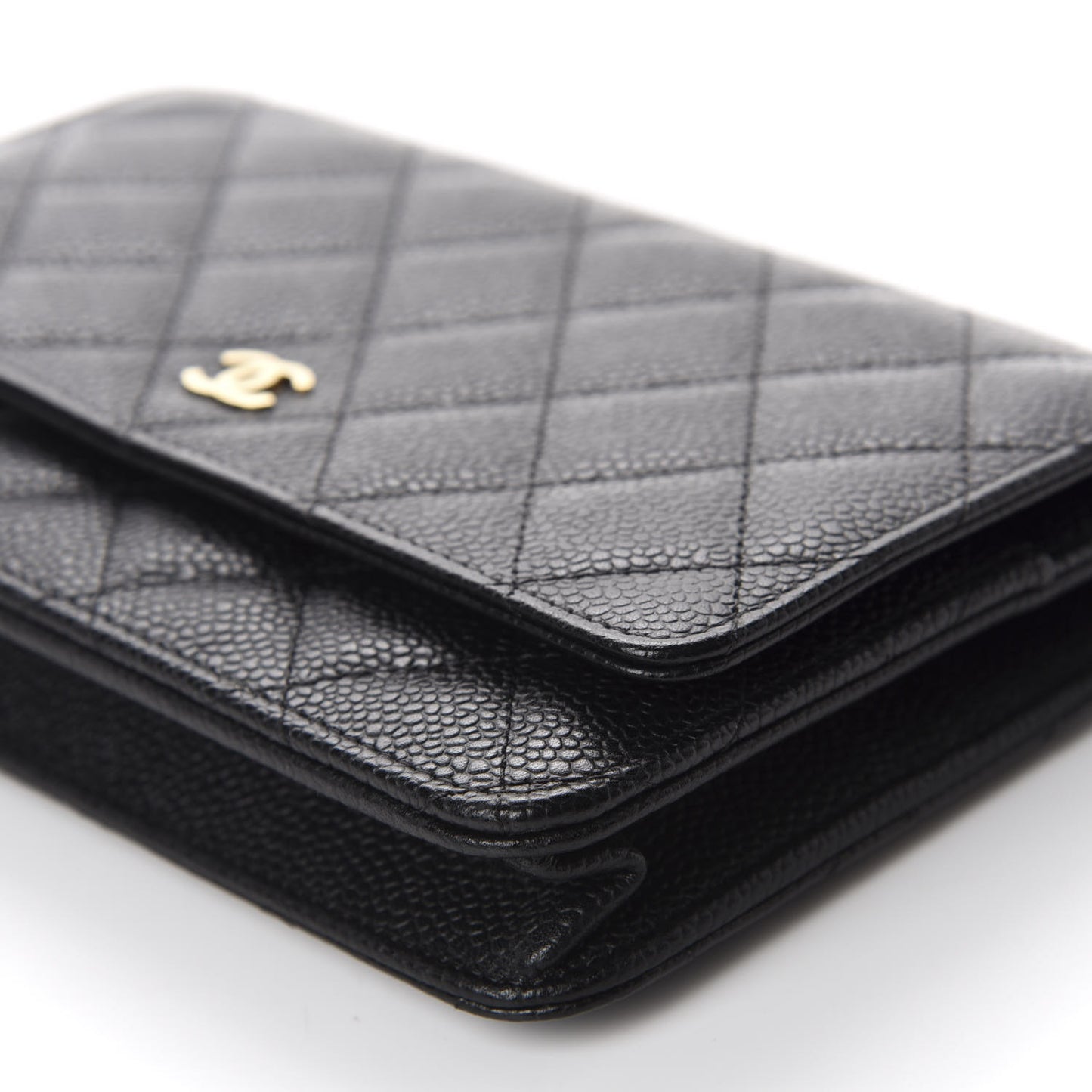 Caviar Quilted Wallet On Chain WOC Black