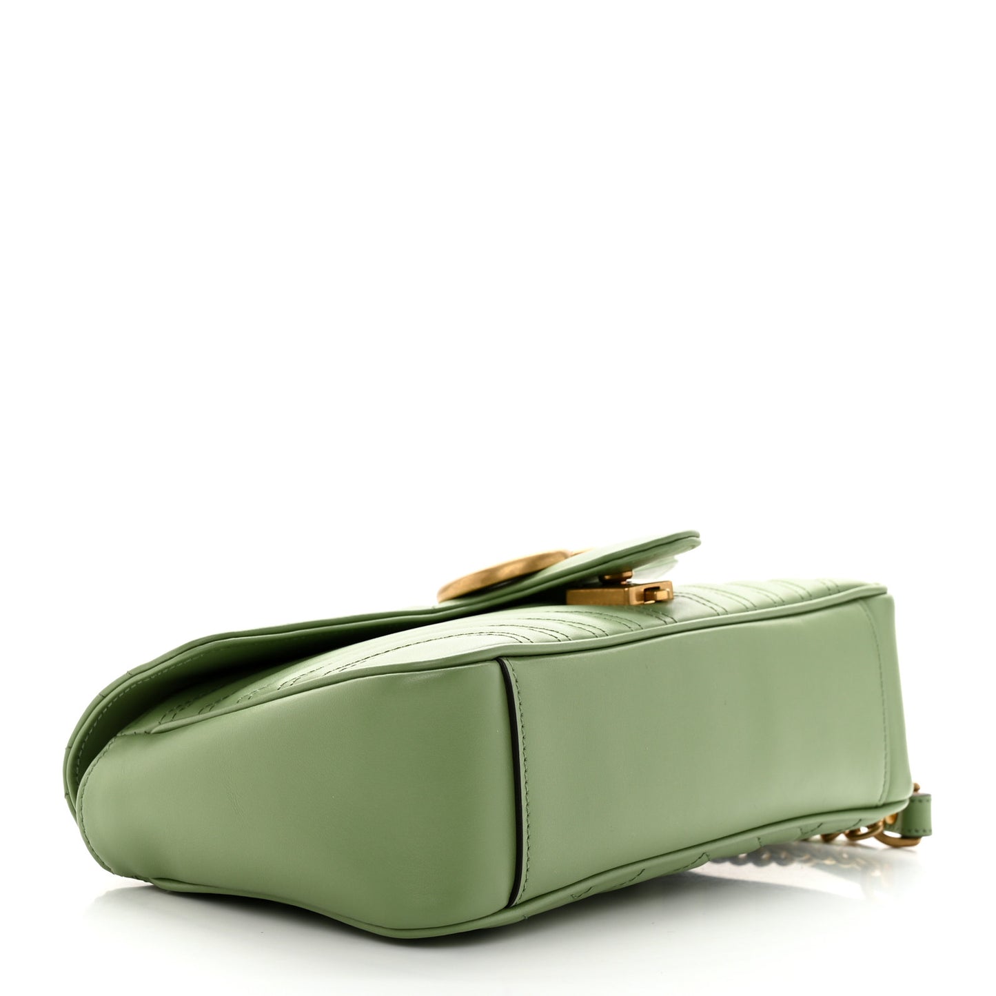 Calfskin Matelasse Small GG Marmont Shoulder Bag Salamander Green
