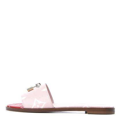 Louis Vuitton Monogram Giant Lock It Flat Mules 39 Rouge Rose 1 of 9