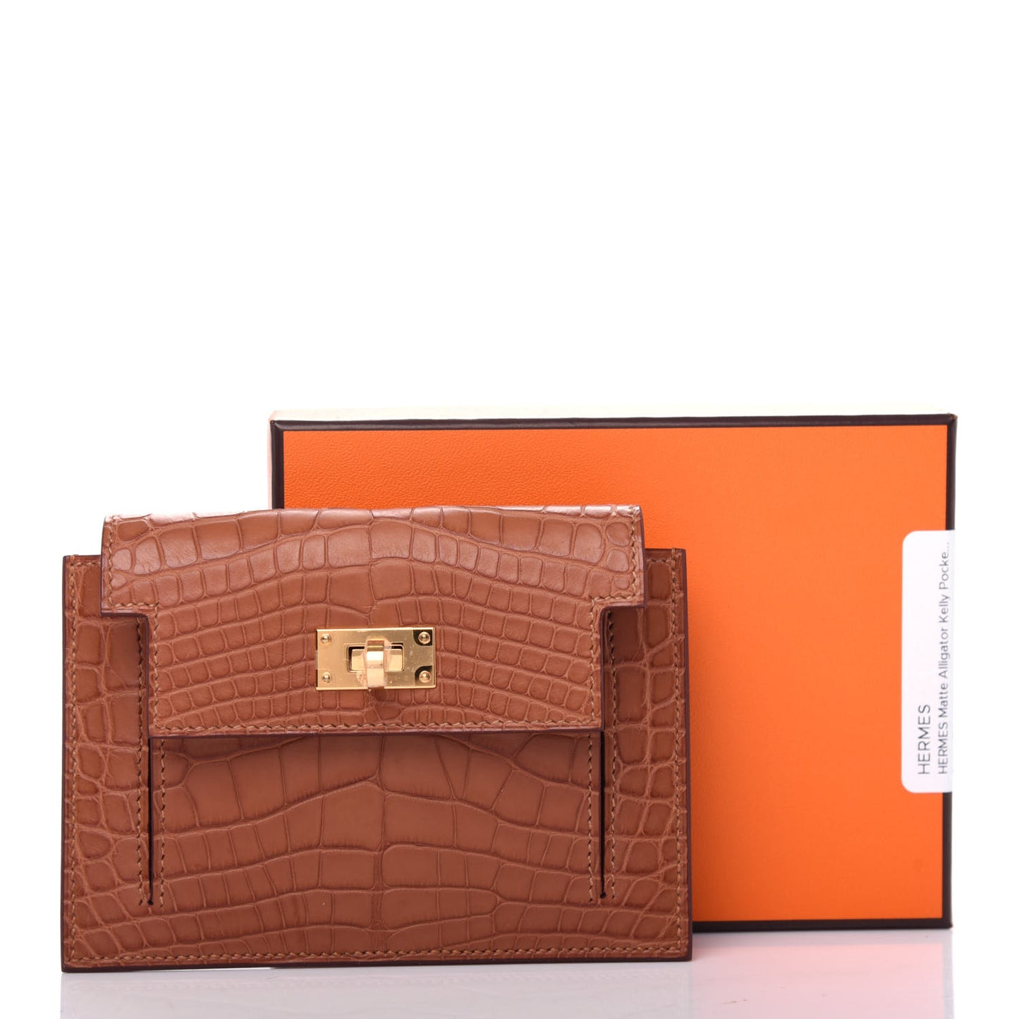 Matte Alligator Kelly Pocket Compact Wallet Gold