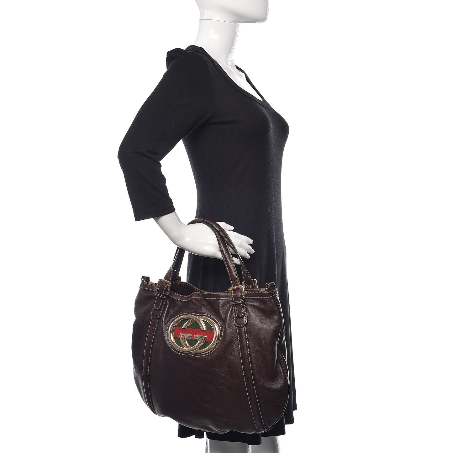 Calfskin Medium Britt Tote Dark Brown