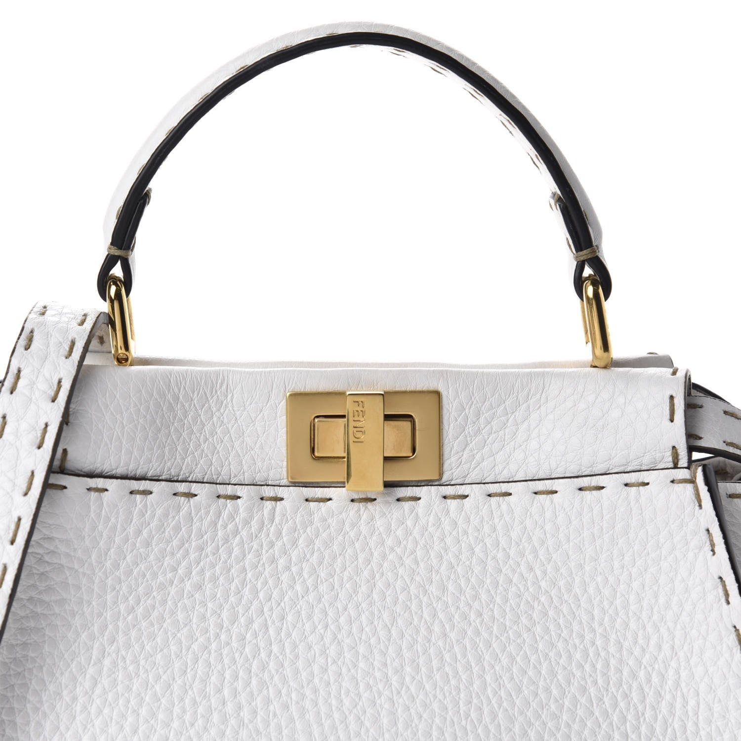 Fendi Cuoio Romano Selleria Mini Peekaboo Iconic Satchel White 11 of 11
