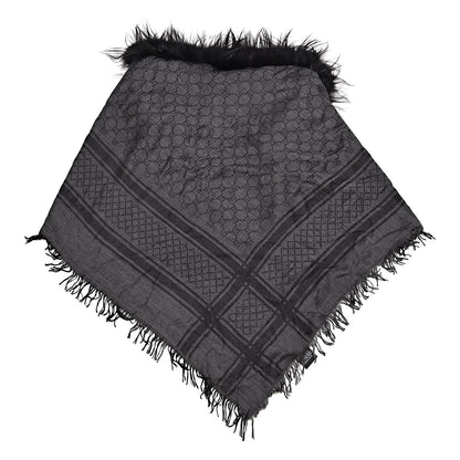 Gucci Wool Silk Fox Fur Monogram Shawl Scarf Black 3 of 5