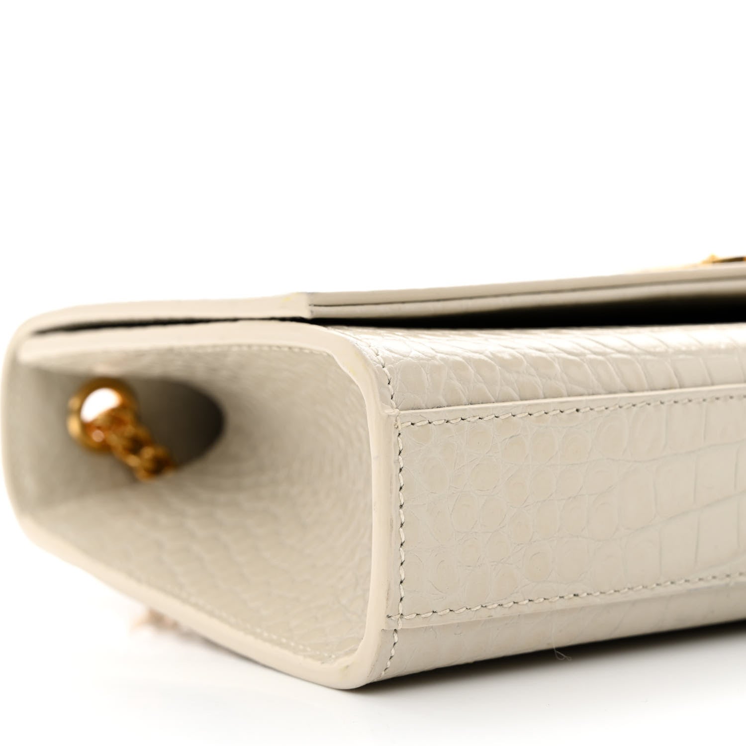 Saint Laurent Calfskin Crocodile Embossed Medium Classic Monogram Kate Tassel Satchel Crema Soft 9 of 15
