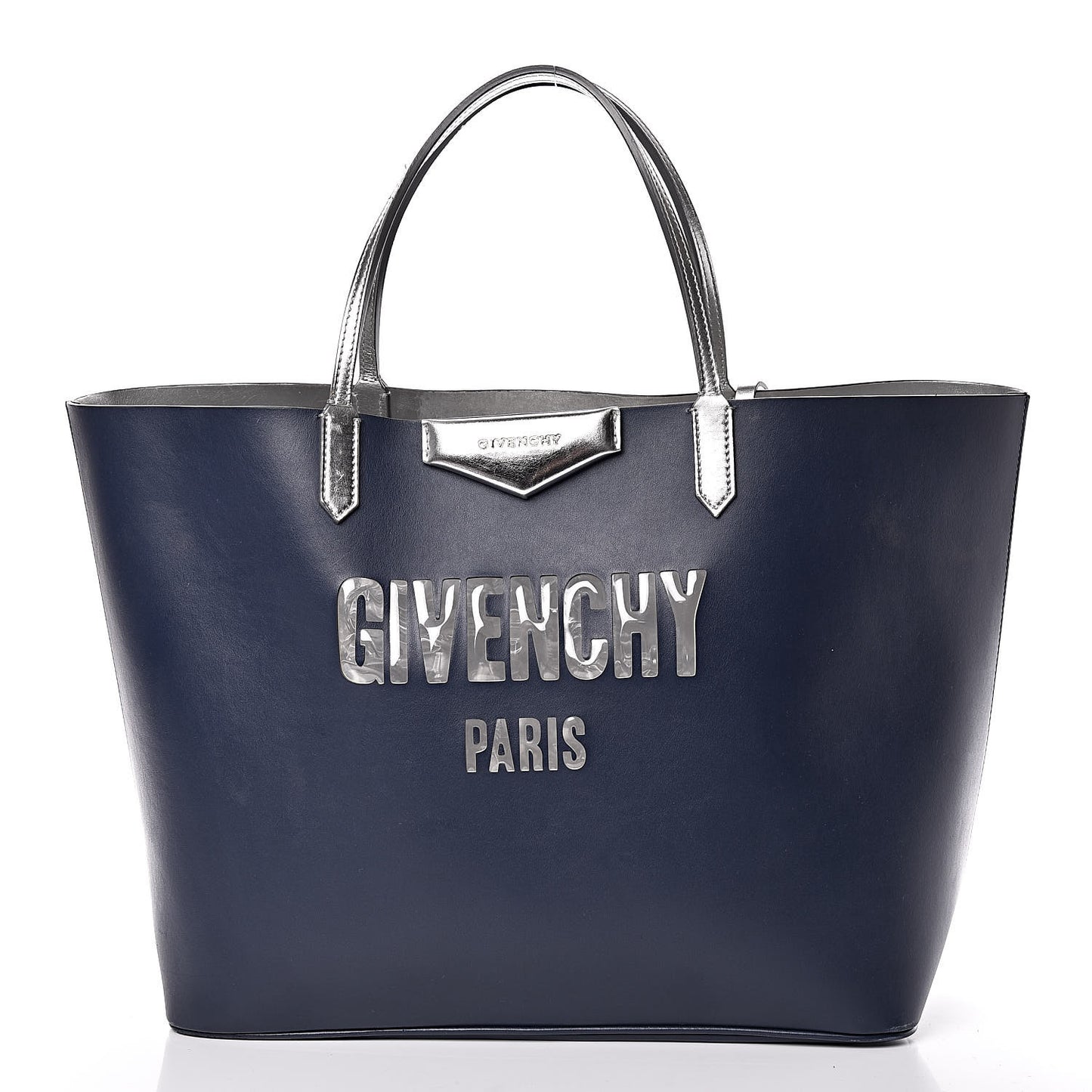 Calfskin Large Antigona Tote Night Blue Silver