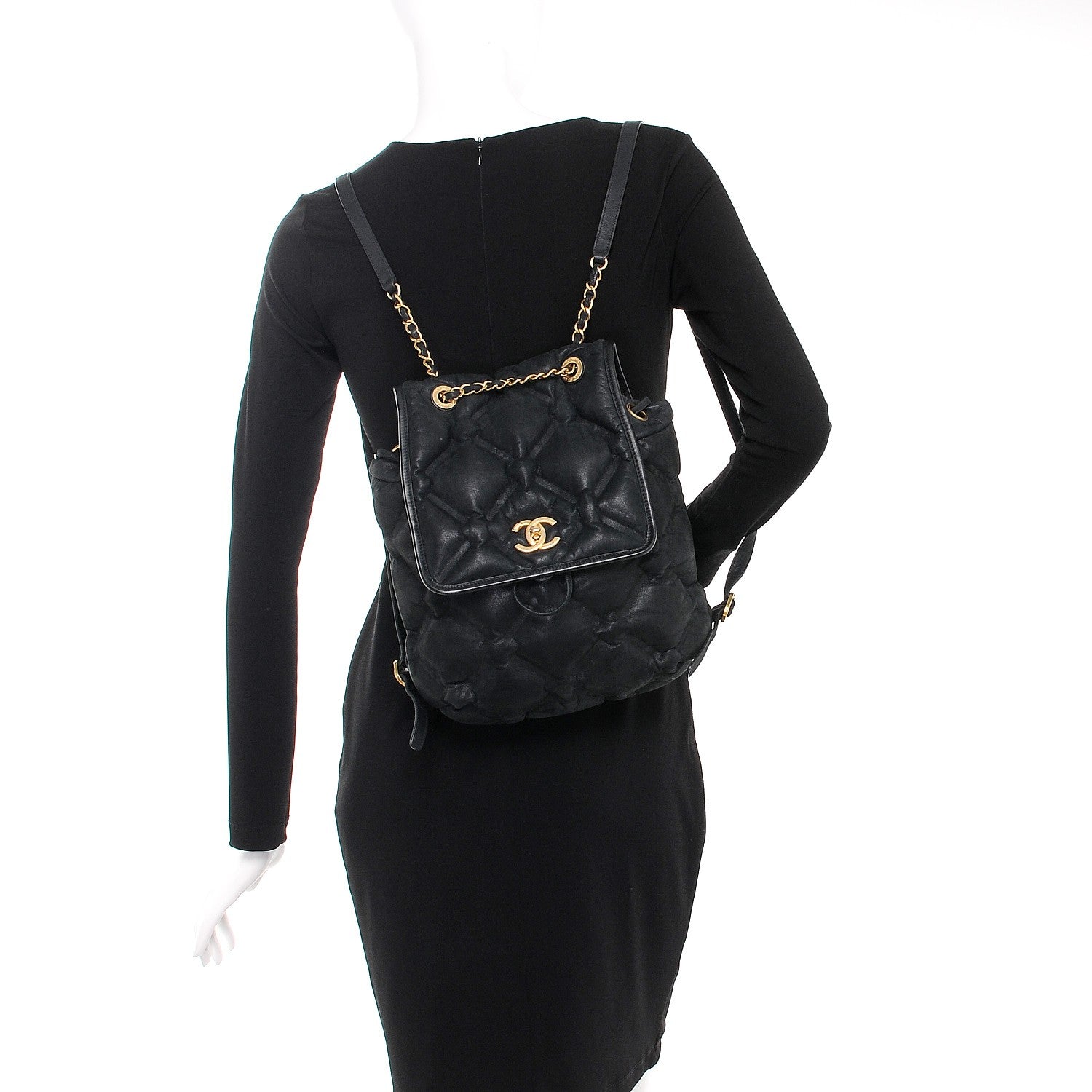 Chanel Iridescent Calfskin Quilted Chesterfield Backpack Black 2 of 11