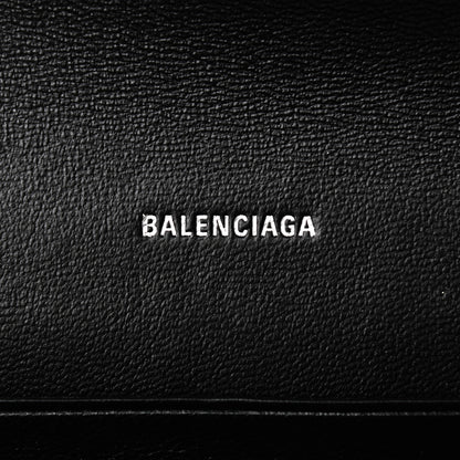 Balenciaga Grained Calfskin Logo Cash Phone Holder Wallet On Chain Black White 5 of 12