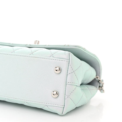 Chanel Iridescent Caviar Quilted Extra Mini Coco Handle Flap Light Blue 10 of 10