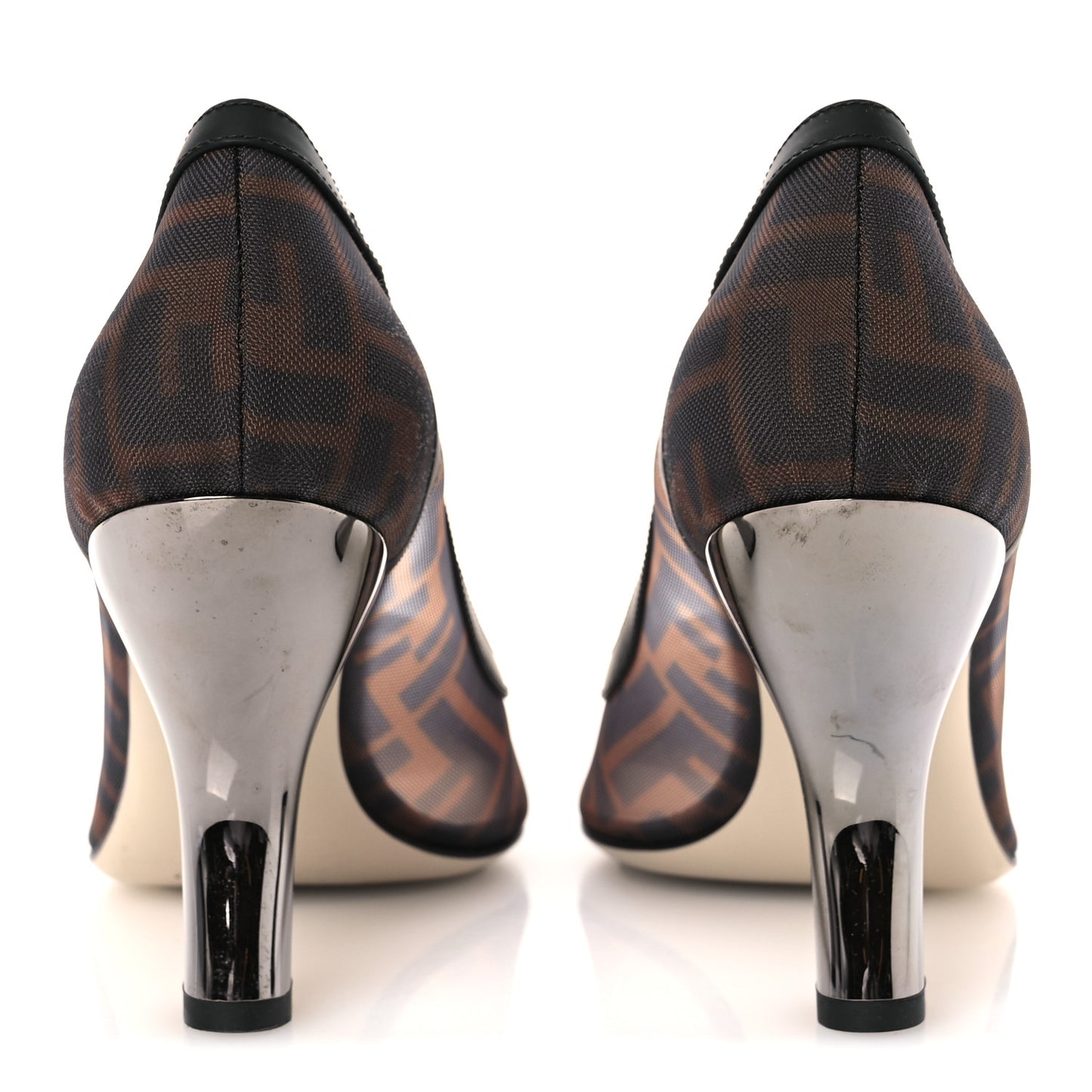 Technical Mesh Vitello Gommato FF Colibri 85mm Pumps 40 Tobacco Moro Black