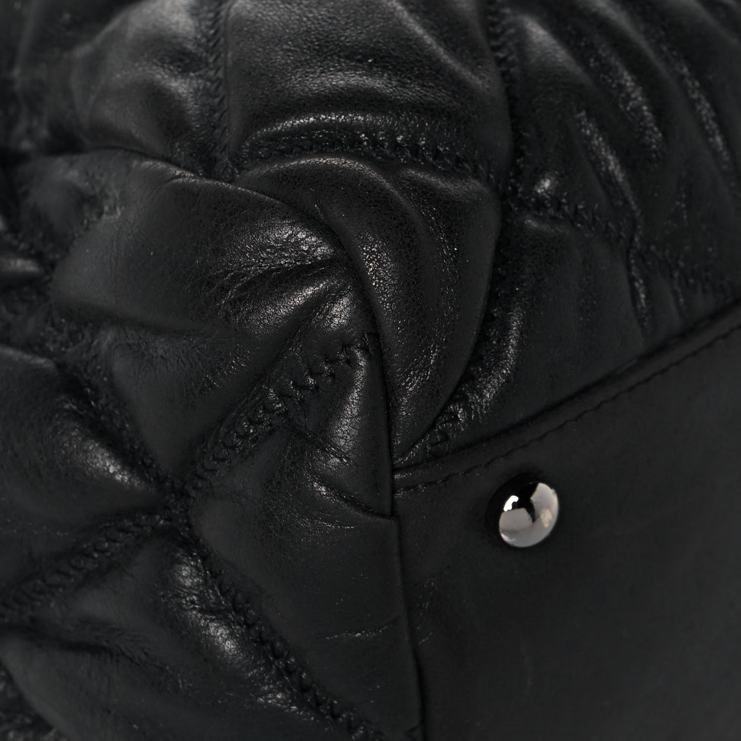 Calfskin Bubble Quilt Bowler Black