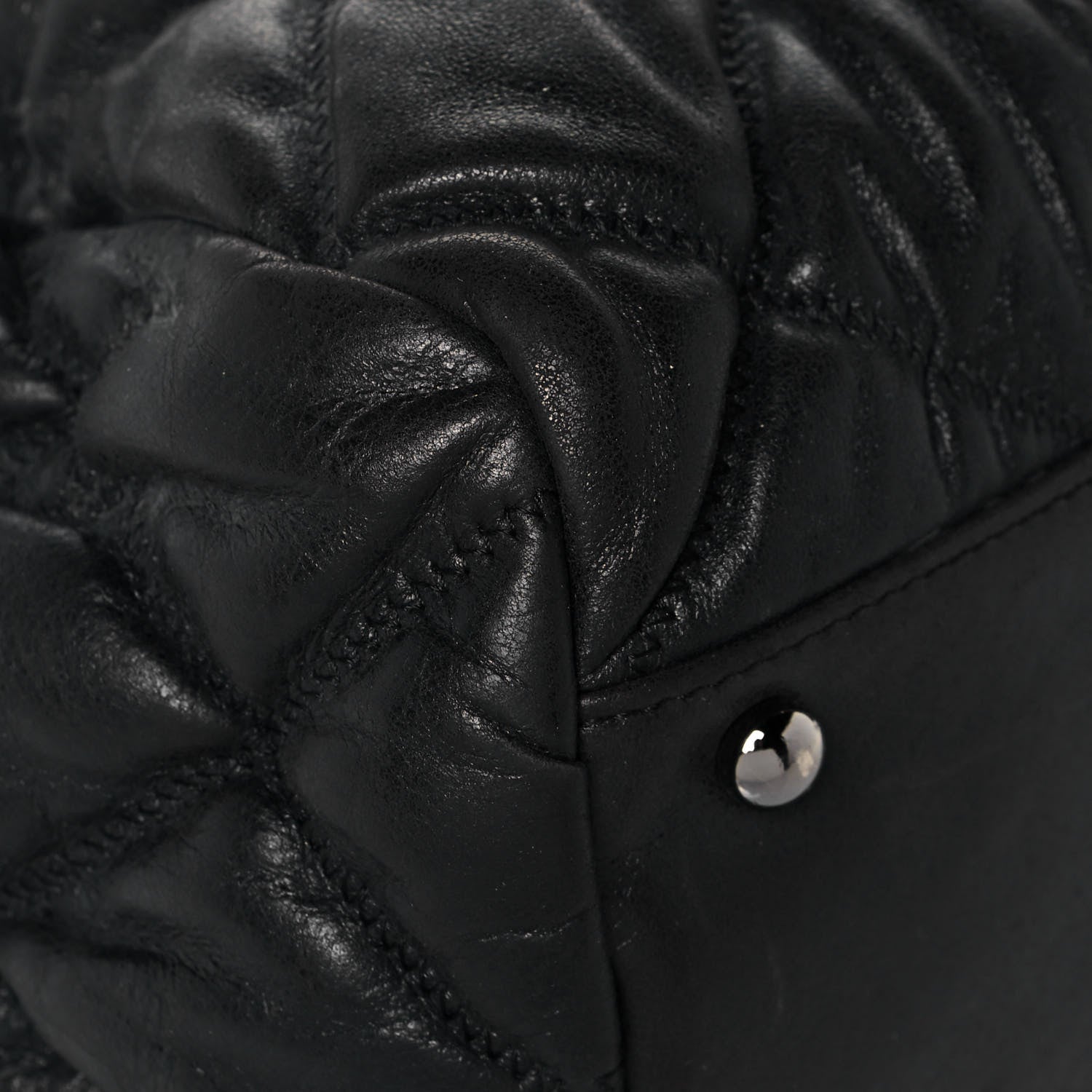 Chanel Calfskin Bubble Quilt Bowler Black 9 of 16