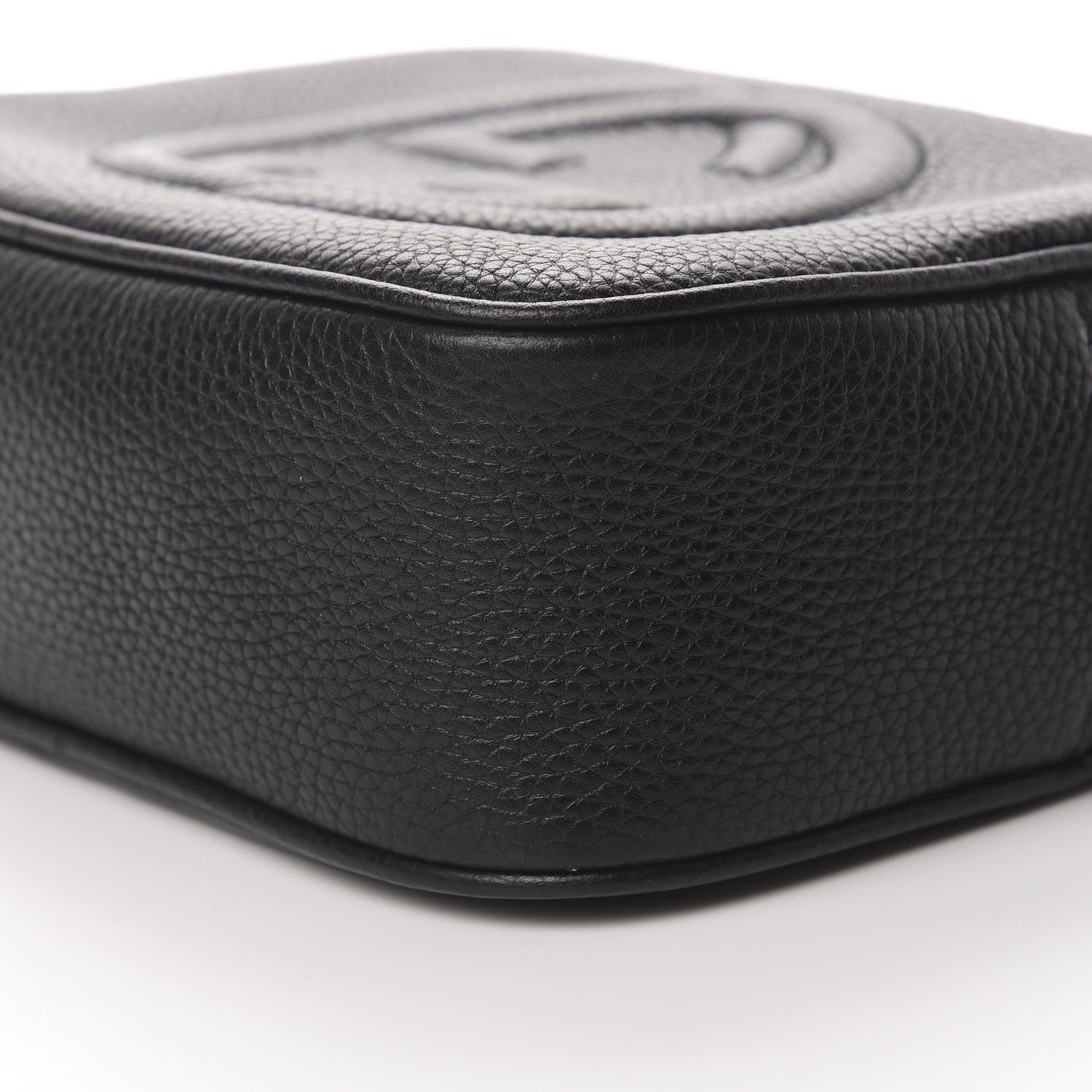 Pebbled Calfskin Small Soho Disco Bag Black