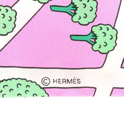 Hermes Silk Les Nouveaux Amoureux de Paris Twilly Rose Buvard White Vert 3 of 8