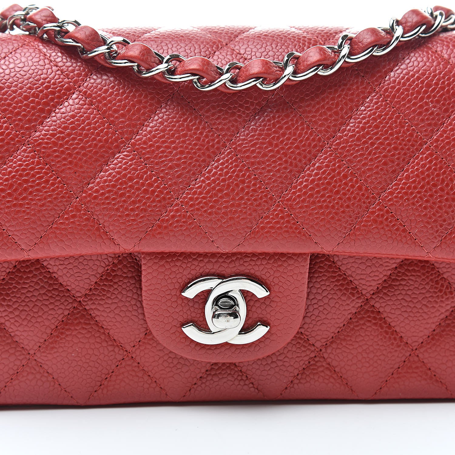 Chanel Caviar Quilted Mini Rectangular Flap Red 8 of 13