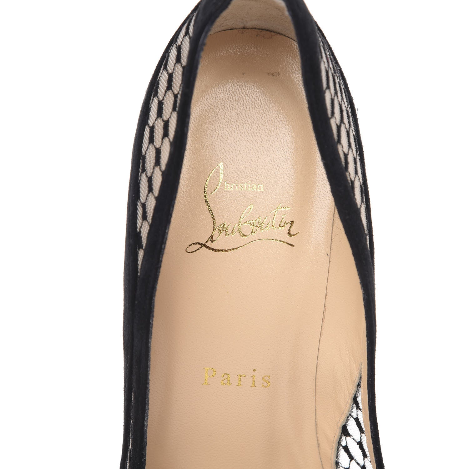 Christian Louboutin Veau Velours Lace Violette Camilla 120 Peep Toe Pump 38 Black 6 of 9
