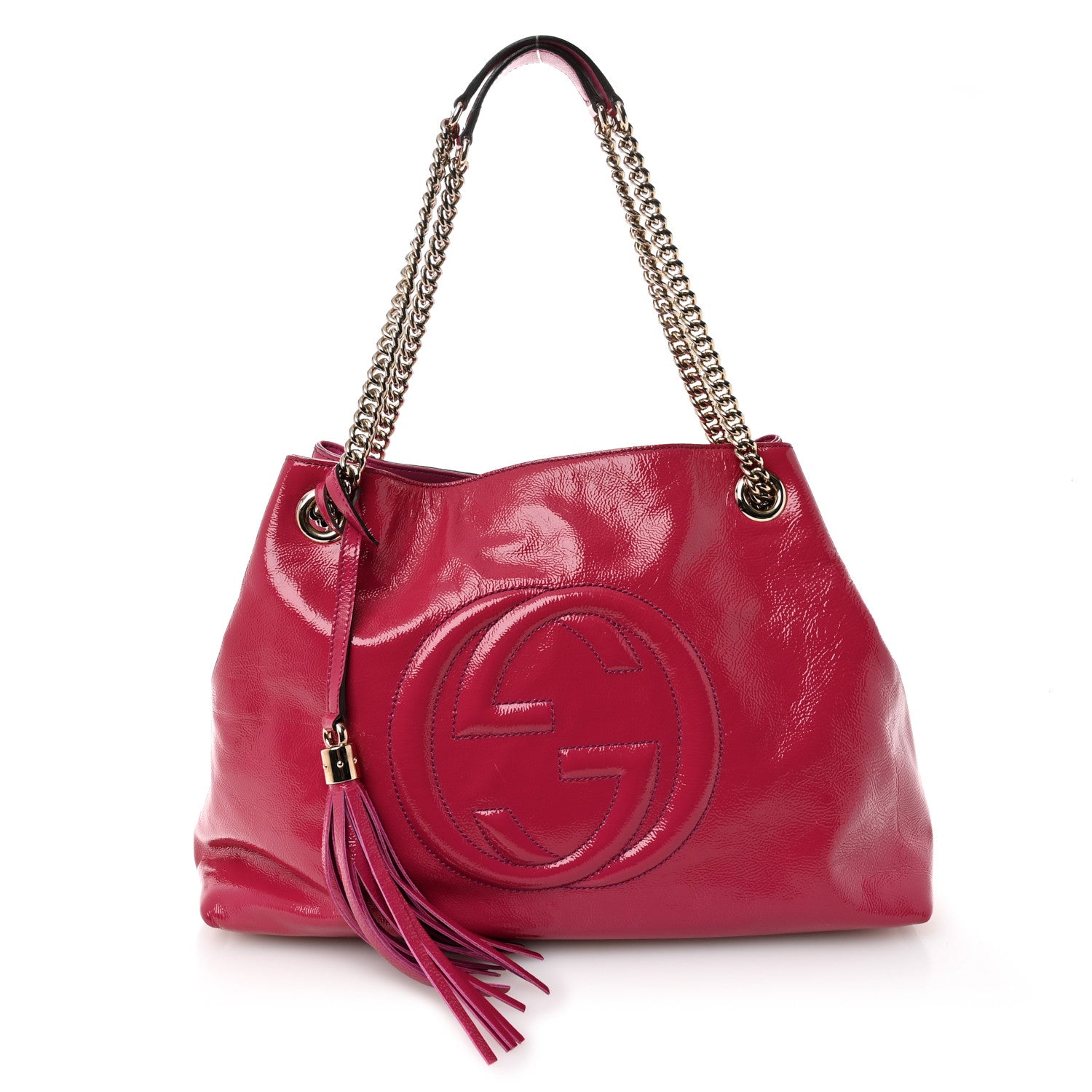 Gucci Vernice Naplack Medium Soho Chain Shoulder Bag Bright Bouganville 1 of 10